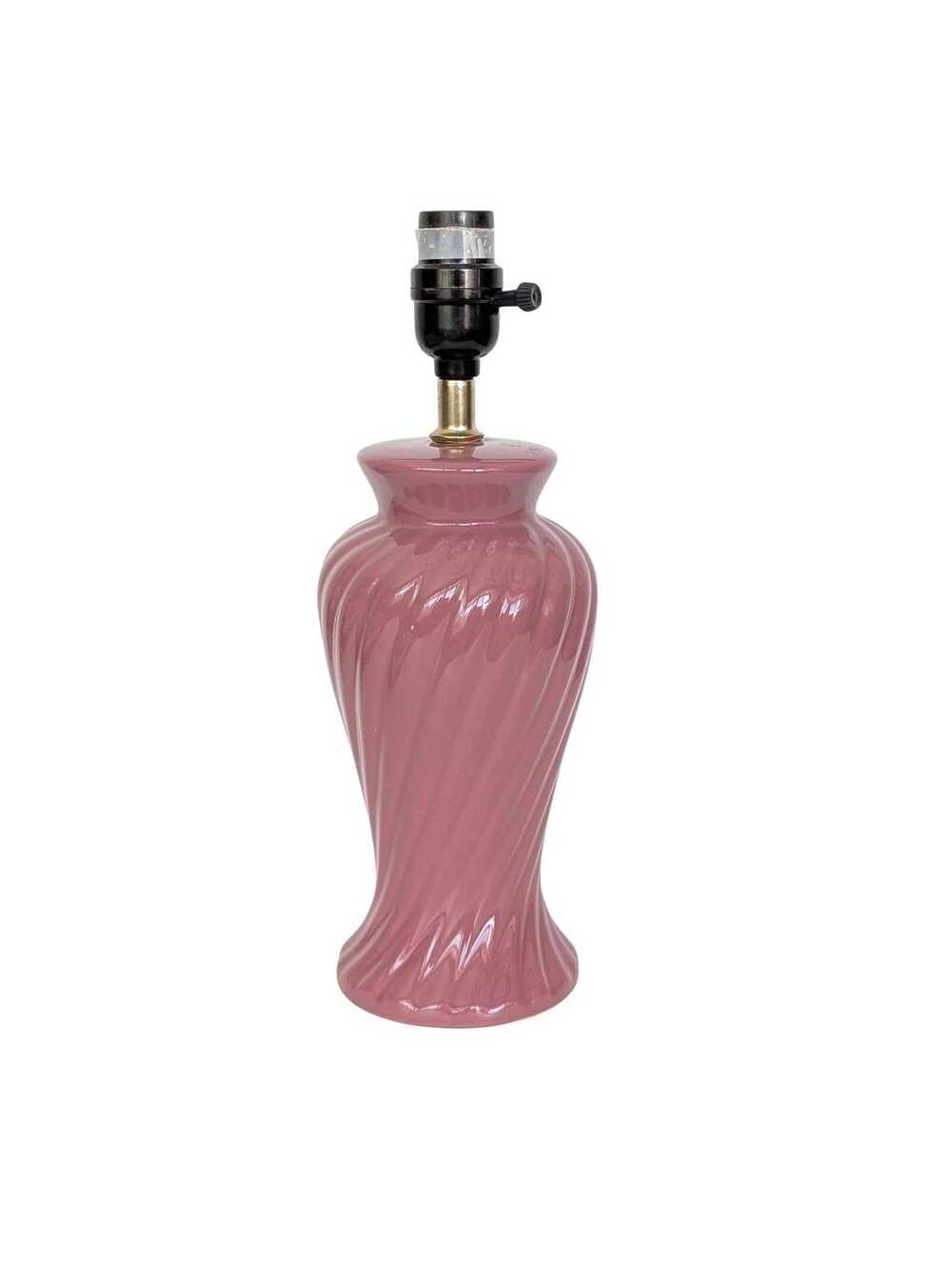 1980s Vintage Mauve Pink Swirl Table Lamp